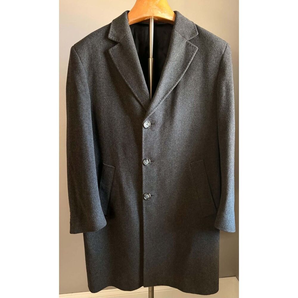 Mario Valente Italian 100% Cashmere Overcoat – Charcoal Grey (Size 40R / EU 50)